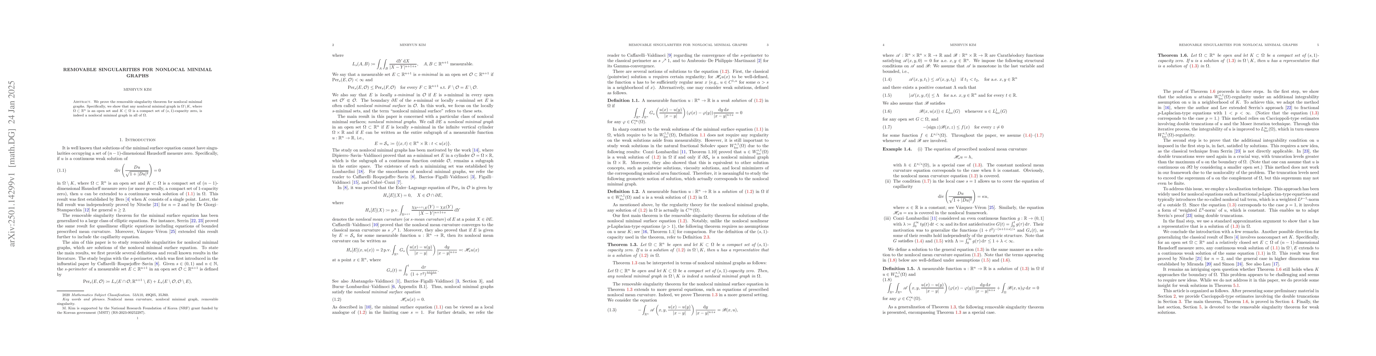 Thumbnail for Removable singularities for nonlocal minimal graphs