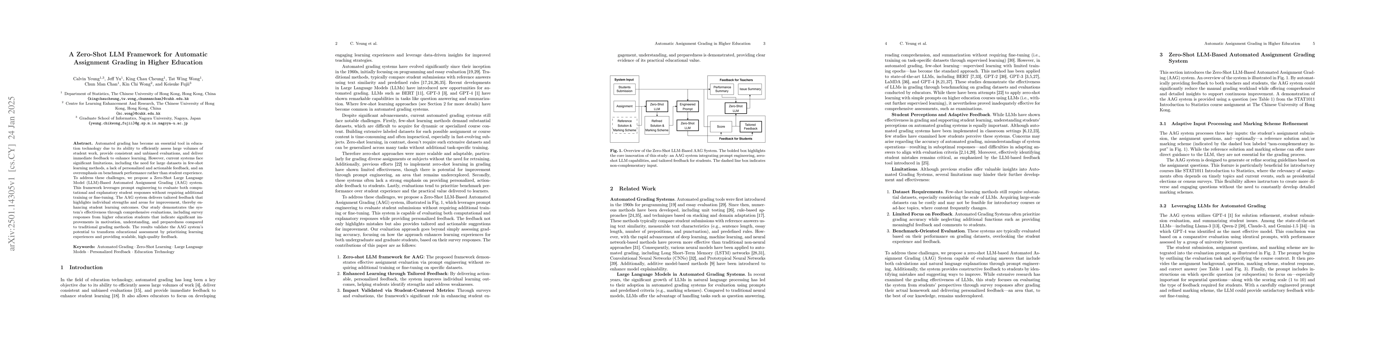 Thumbnail for A Zero-Shot LLM Framework for Automatic Assignment Grading in Higher
  Education