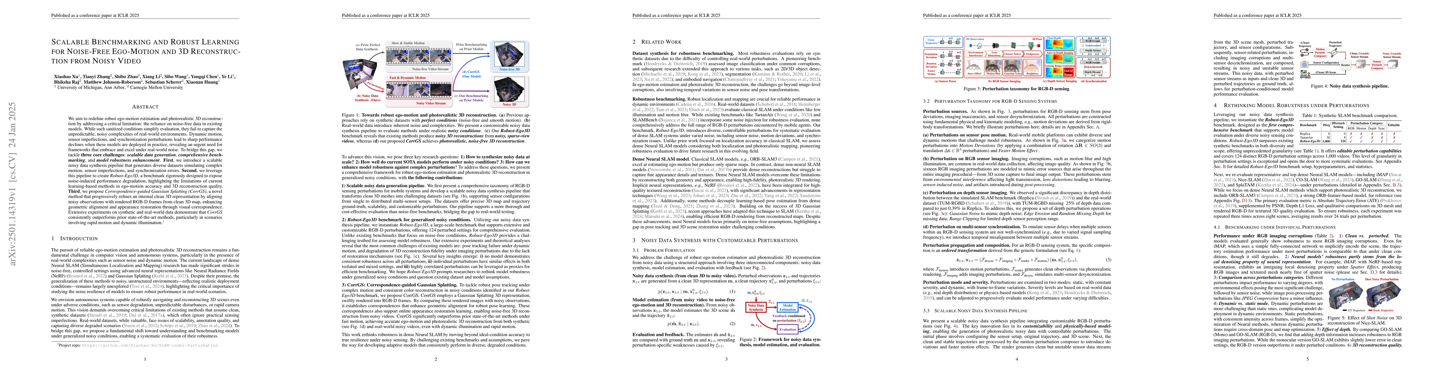 Thumbnail for Scalable Benchmarking and Robust Learning for Noise-Free Ego-Motion and
  3D Reconstruction from Noisy Video