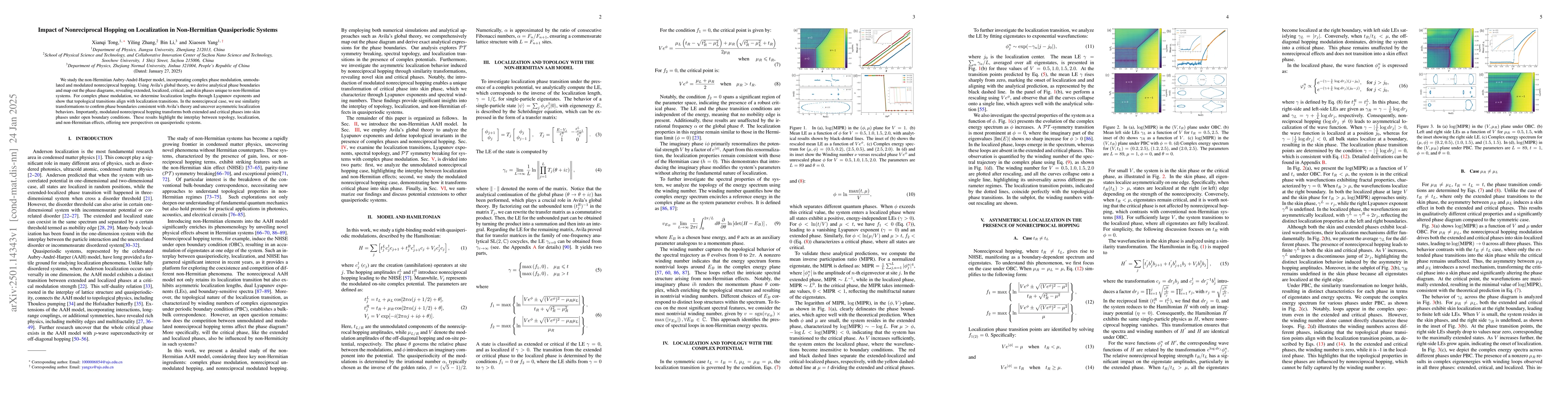 Thumbnail for Impact of Nonreciprocal Hopping on Localization in Non-Hermitian
  Quasiperiodic Systems