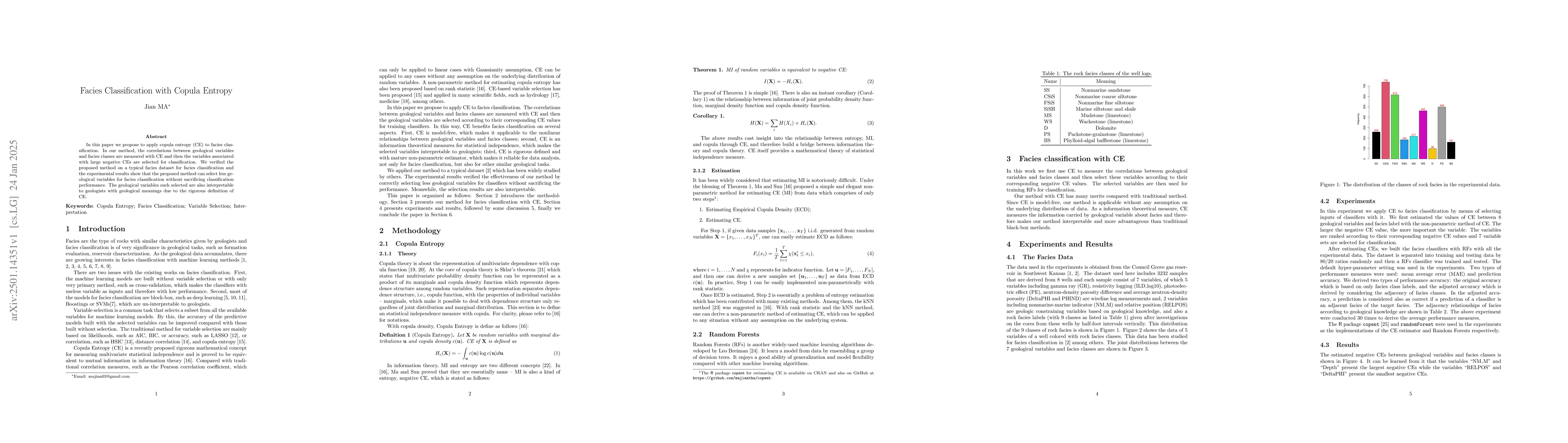 Thumbnail for Facies Classification with Copula Entropy