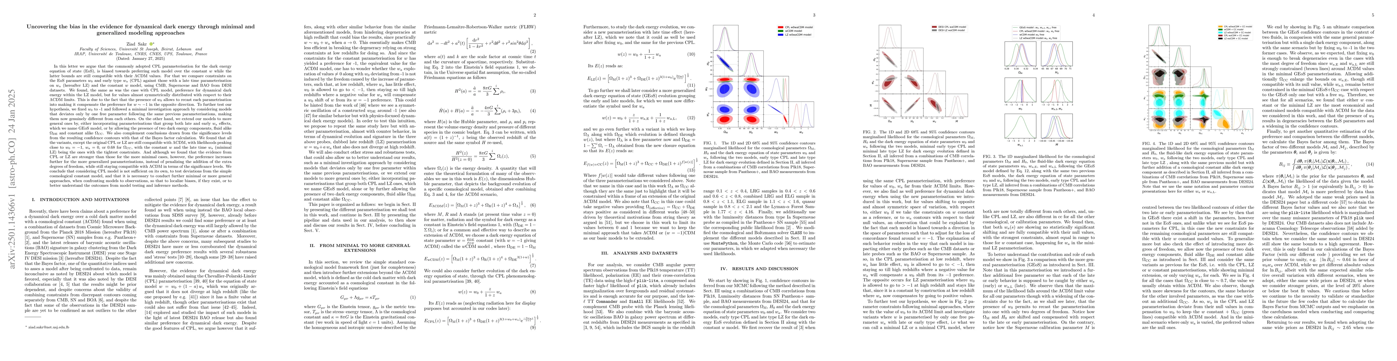Thumbnail for Uncovering the bias in the evidence for dynamical dark energy through
  minimal and generalized modeling approaches