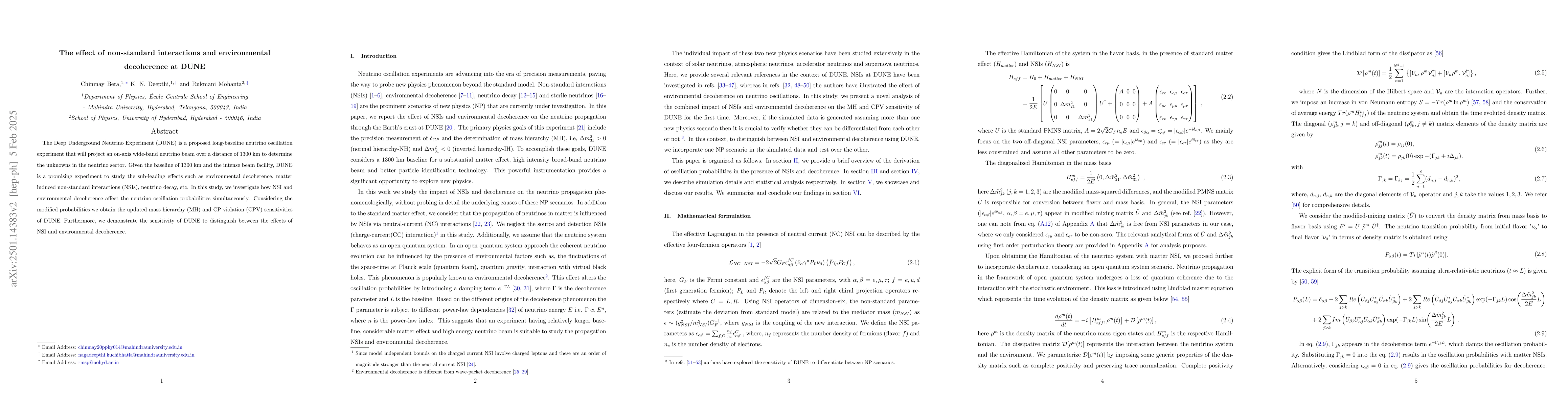 Thumbnail for The effect of non-standard interactions and environmental decoherence at
  DUNE