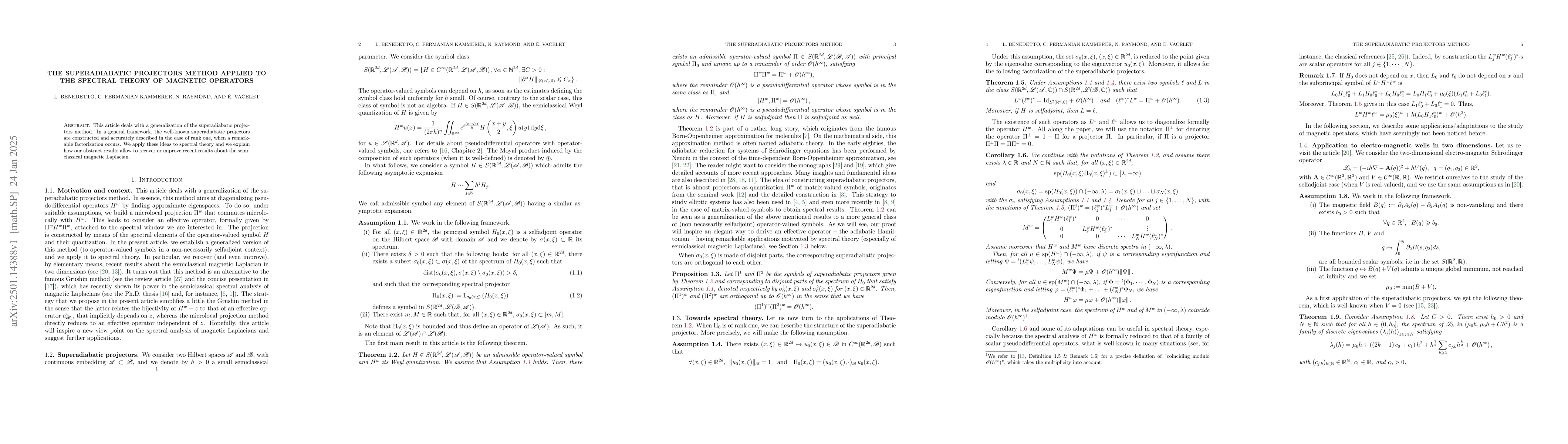 Thumbnail for The superadiabatic projectors method applied to the spectral theory of
  magnetic operators