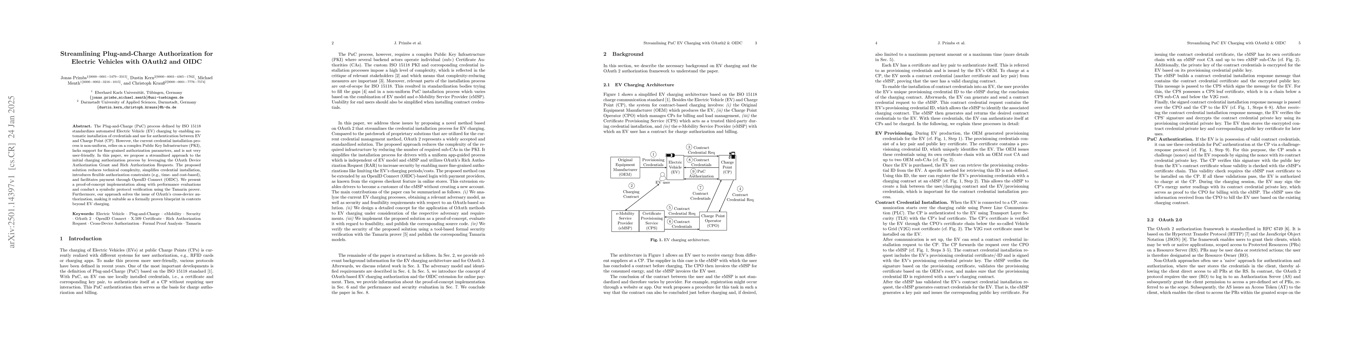 Thumbnail for Streamlining Plug-and-Charge Authorization for Electric Vehicles with
  OAuth2 and OIDC