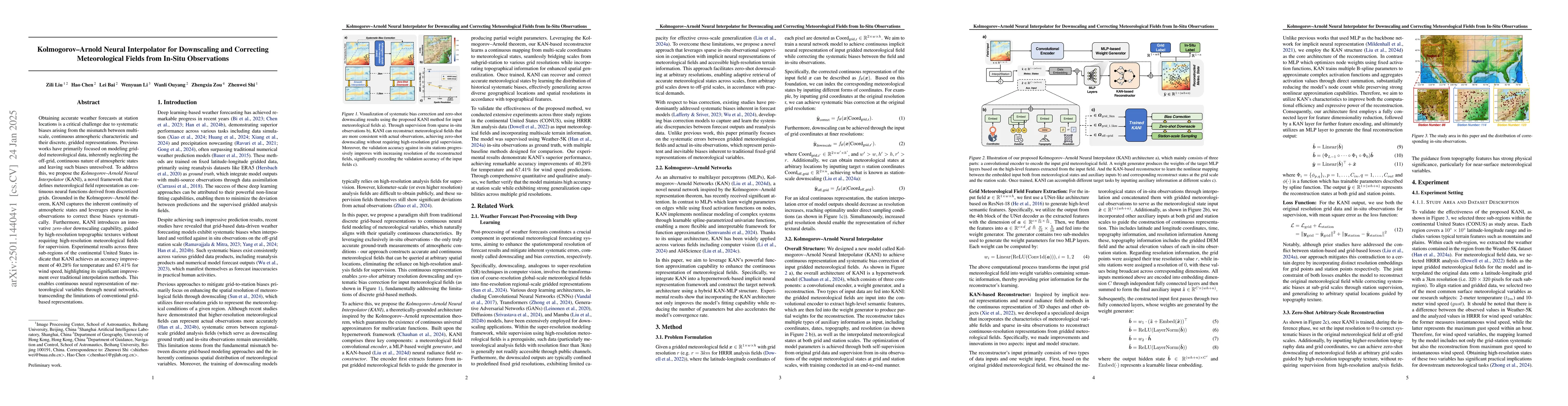 Thumbnail for Kolmogorov Arnold Neural Interpolator for Downscaling and Correcting
  Meteorological Fields from In-Situ Observations