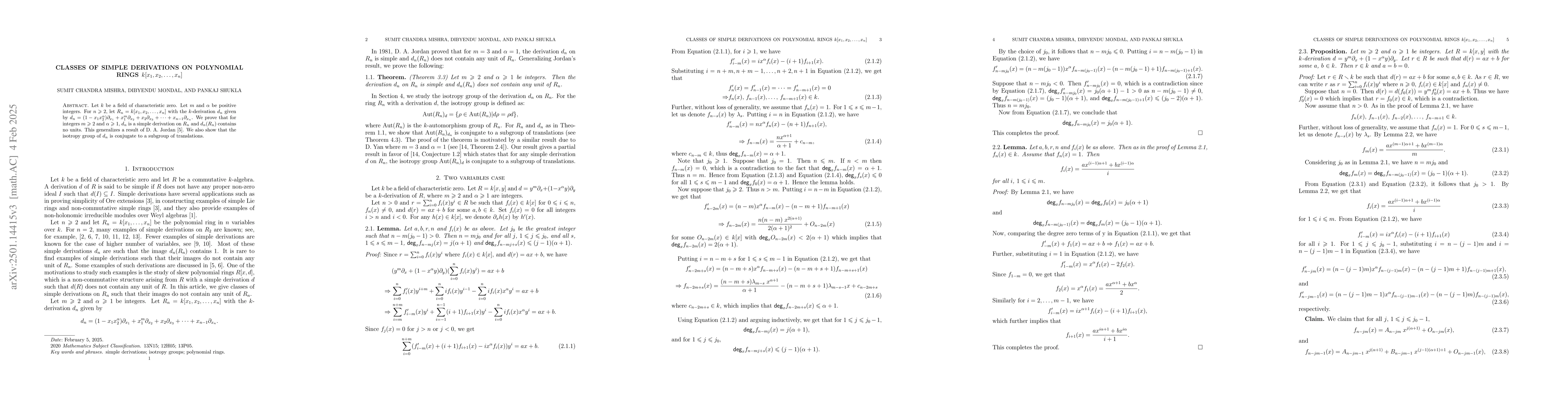 Thumbnail for Classes of simple derivations on polynomial rings $k[x_1,x_2, \ldots
  ,x_n]$