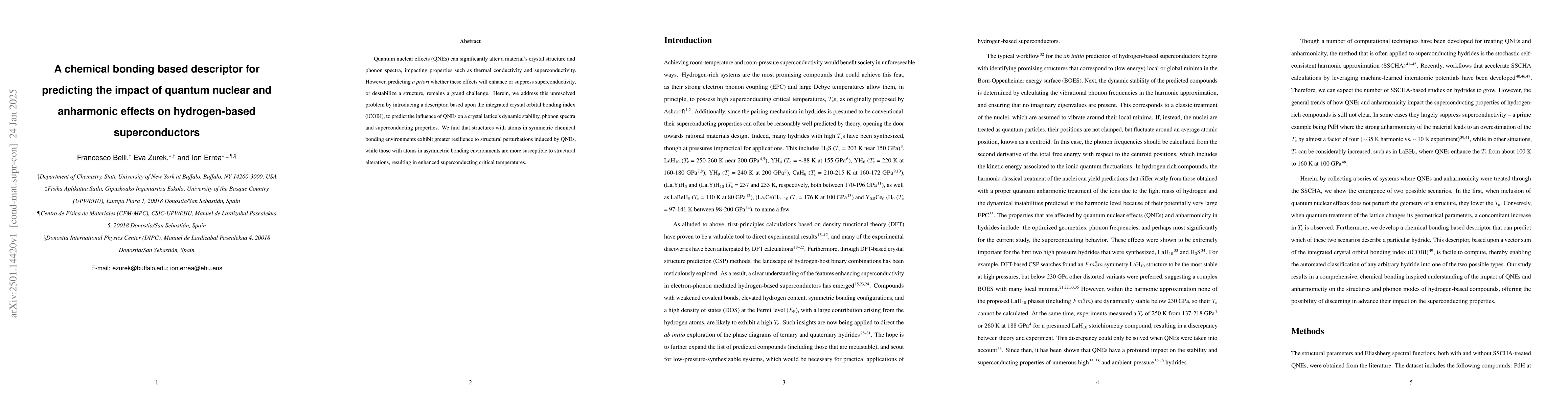 Thumbnail for A chemical bonding based descriptor for predicting the impact of quantum
  nuclear and anharmonic effects on hydrogen-based superconductors