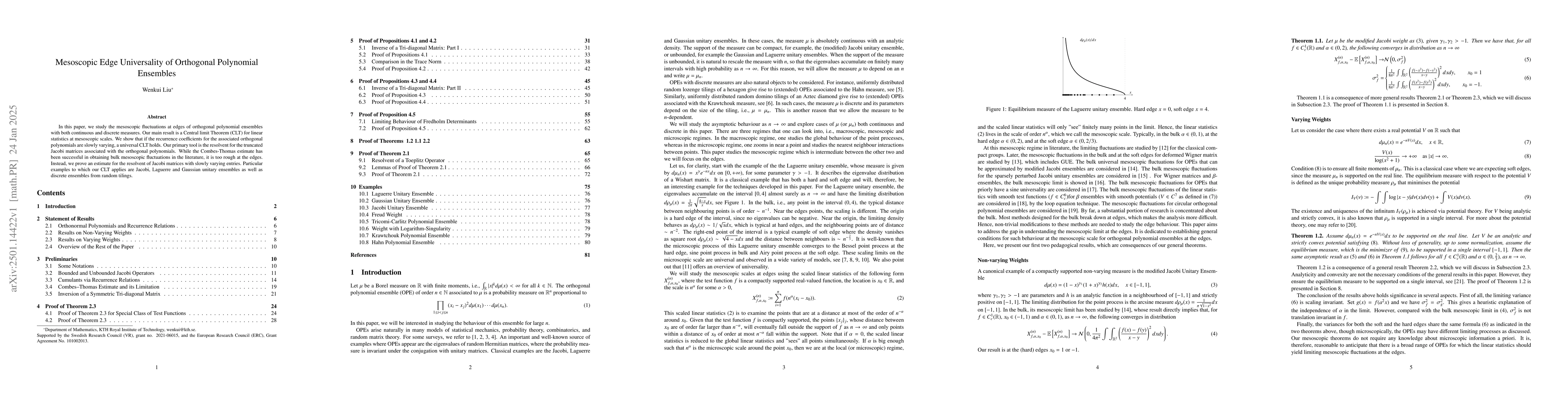 Thumbnail for Mesoscopic Edge Universality of Orthogonal Polynomial Ensembles