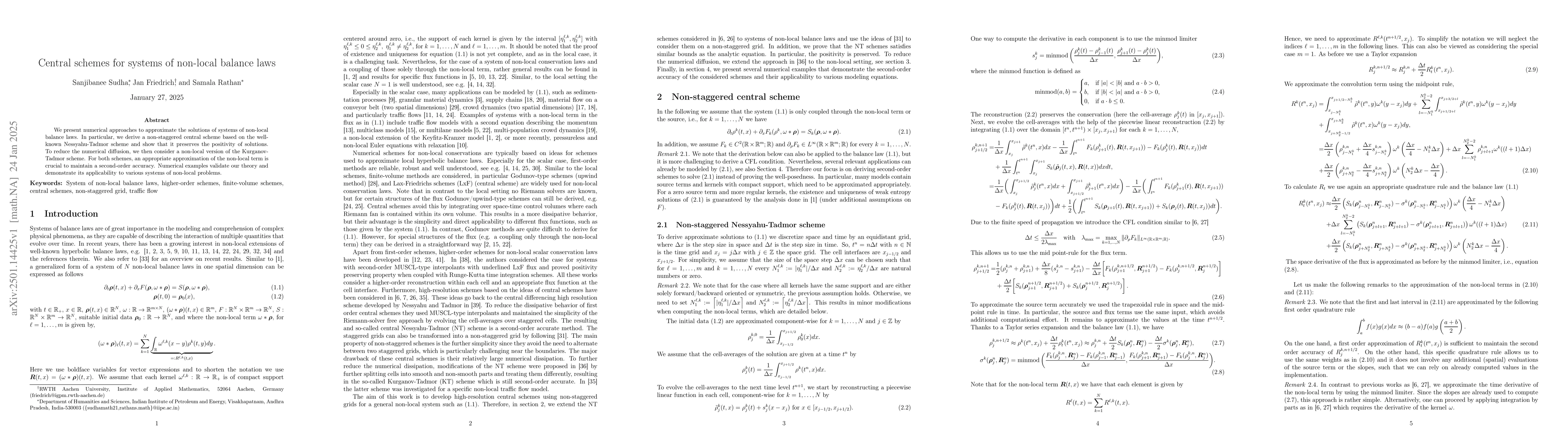 Thumbnail for Central schemes for systems of non-local balance laws