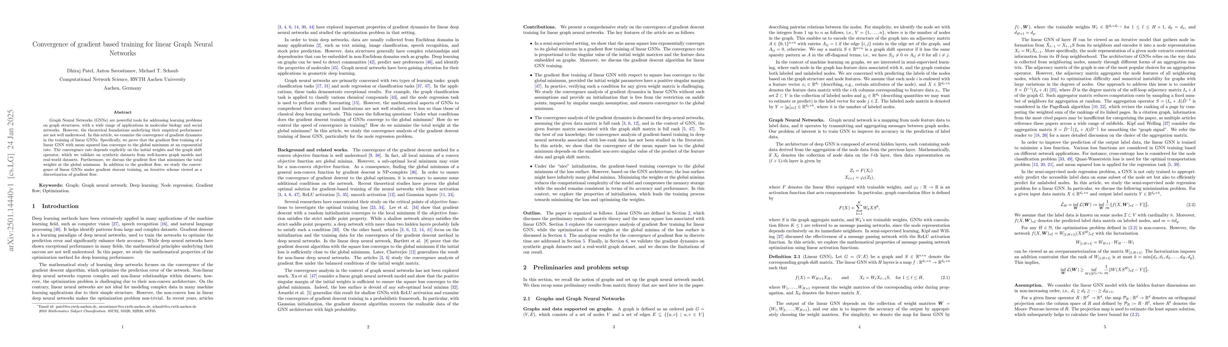 Thumbnail for Convergence of gradient based training for linear Graph Neural Networks
