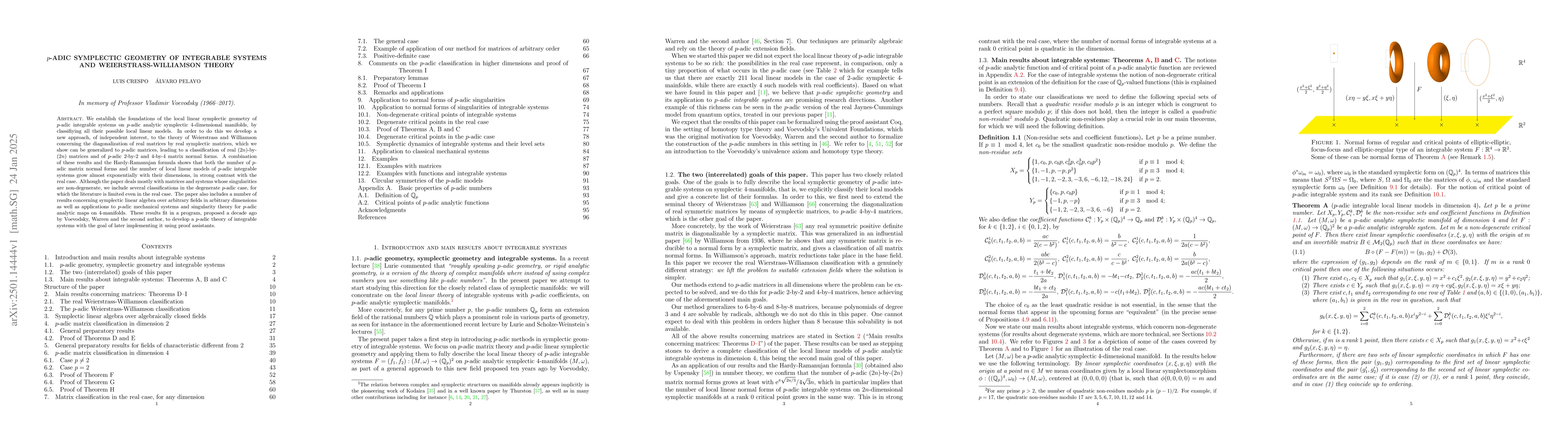 Thumbnail for $p$-adic symplectic geometry of integrable systems and
  Weierstrass-Williamson theory