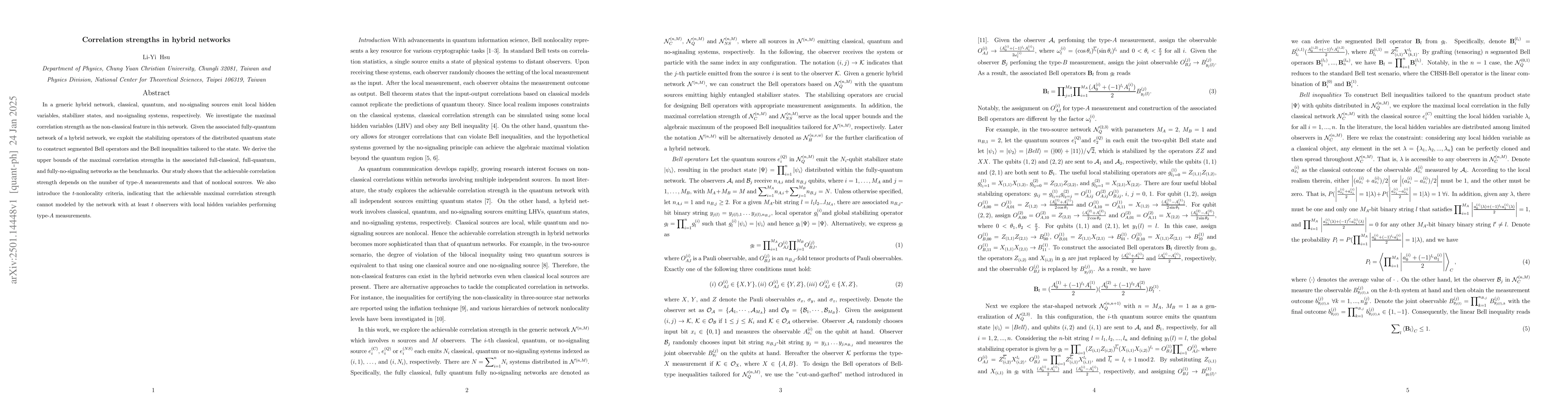Thumbnail for Correlation strengths in hybrid networks