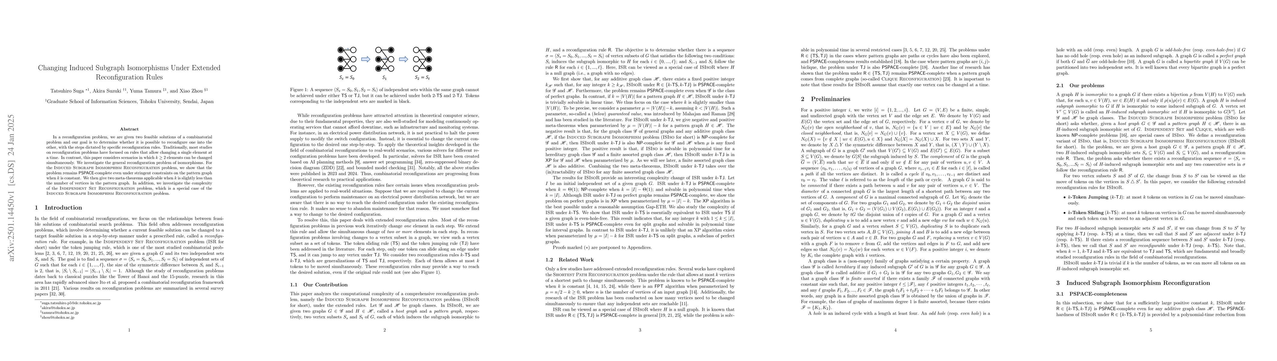 Thumbnail for Changing Induced Subgraph Isomorphisms Under Extended Reconfiguration
  Rules