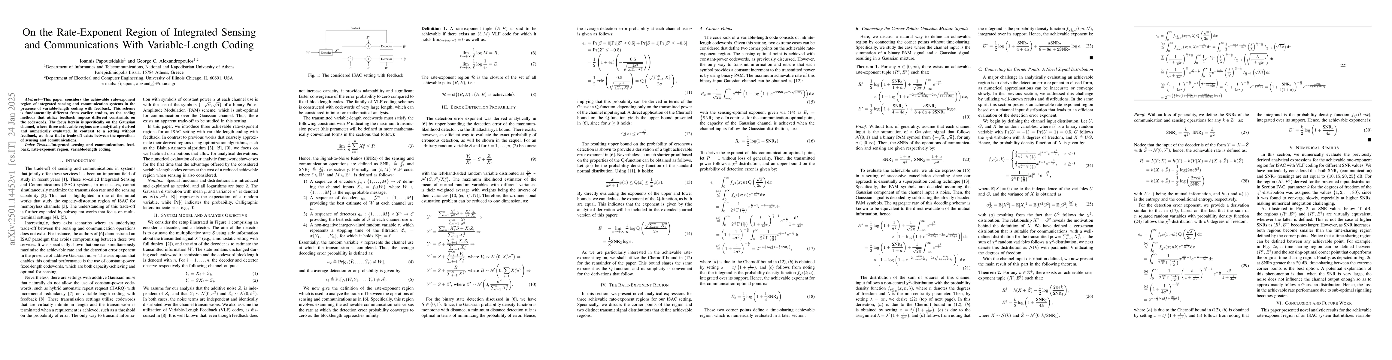 Thumbnail for On the Rate-Exponent Region of Integrated Sensing and Communications
  With Variable-Length Coding