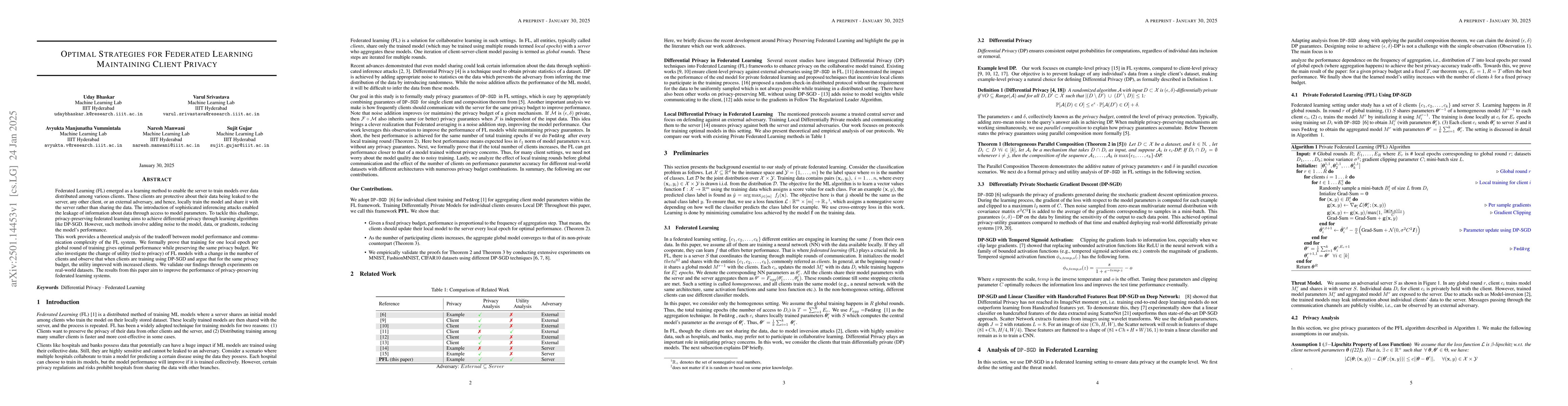 Thumbnail for Optimal Strategies for Federated Learning Maintaining Client Privacy
