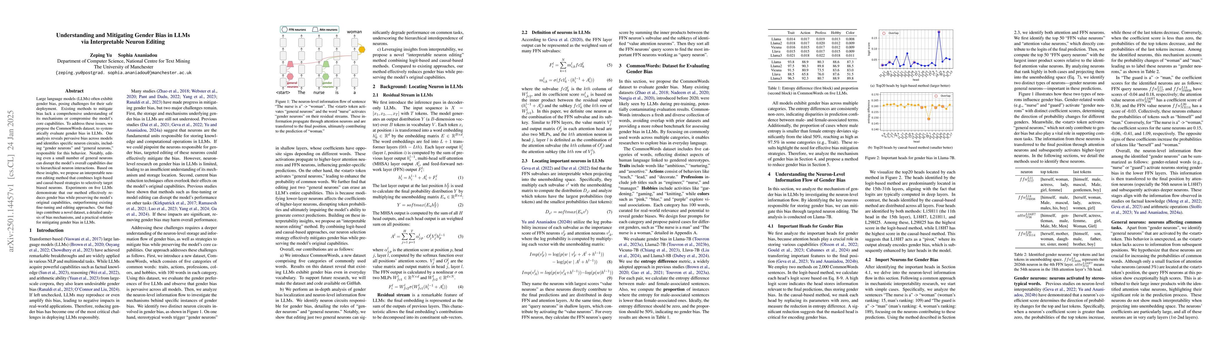 Thumbnail for Understanding and Mitigating Gender Bias in LLMs via Interpretable
  Neuron Editing