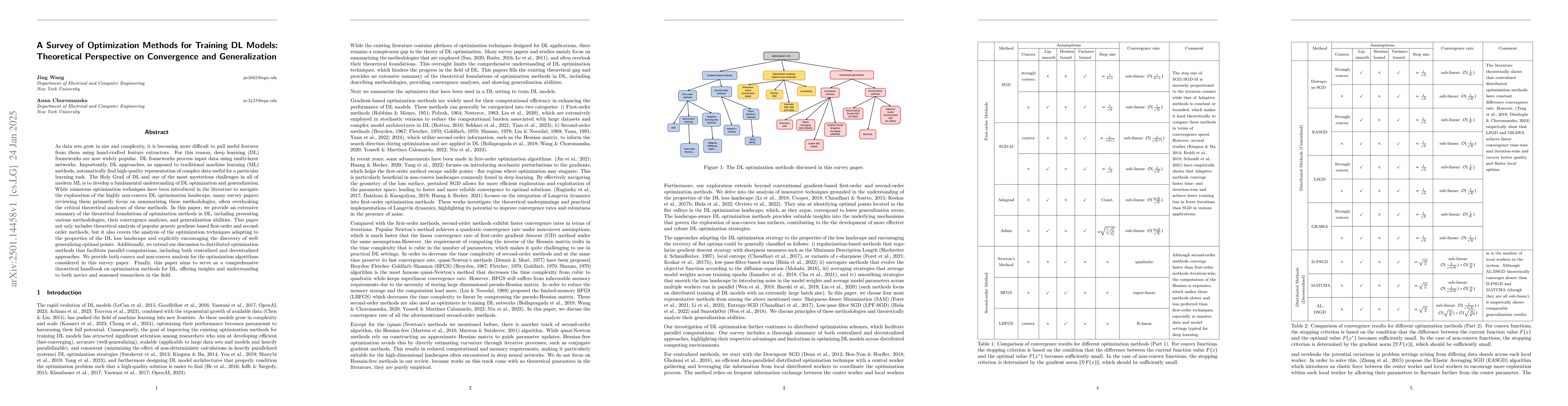 Thumbnail for A Survey of Optimization Methods for Training DL Models: Theoretical
  Perspective on Convergence and Generalization