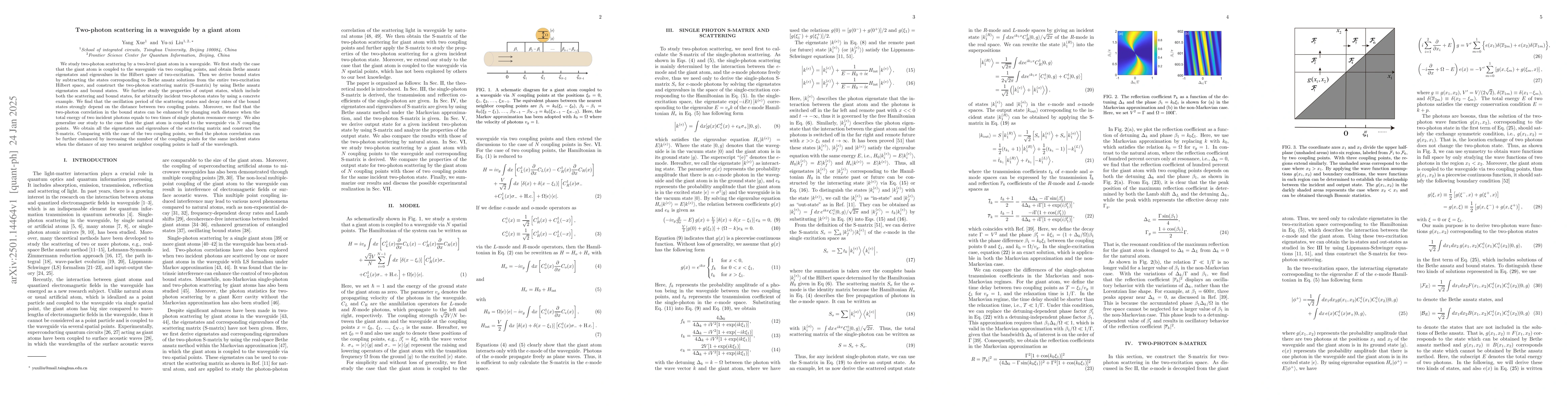 Thumbnail for Two-photon scattering in a waveguide by a giant atom
