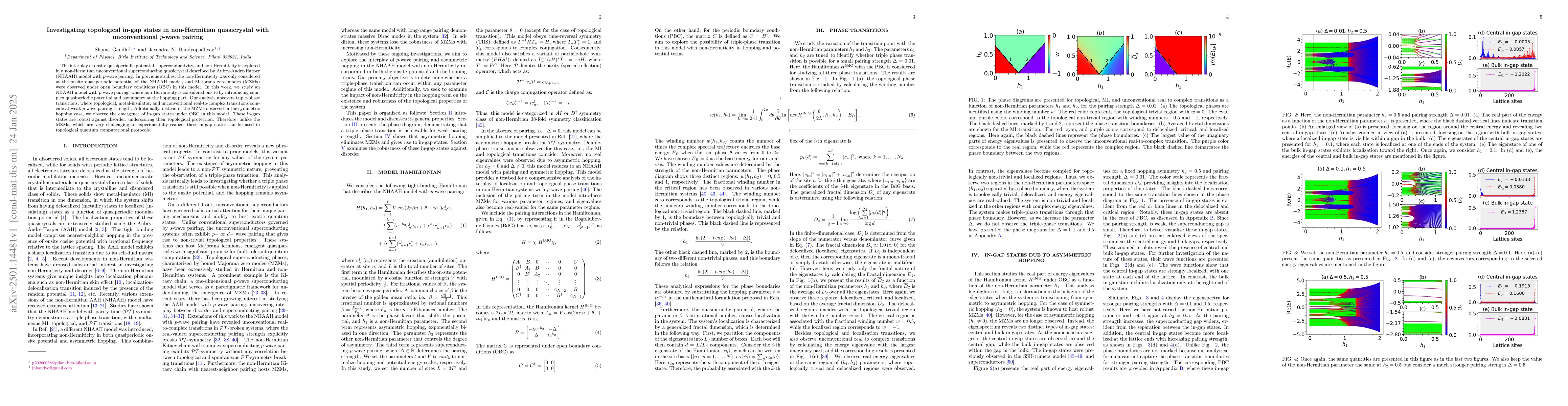 Thumbnail for Investigating topological in-gap states in non-Hermitian quasicrystal
  with unconventional $p$-wave pairing