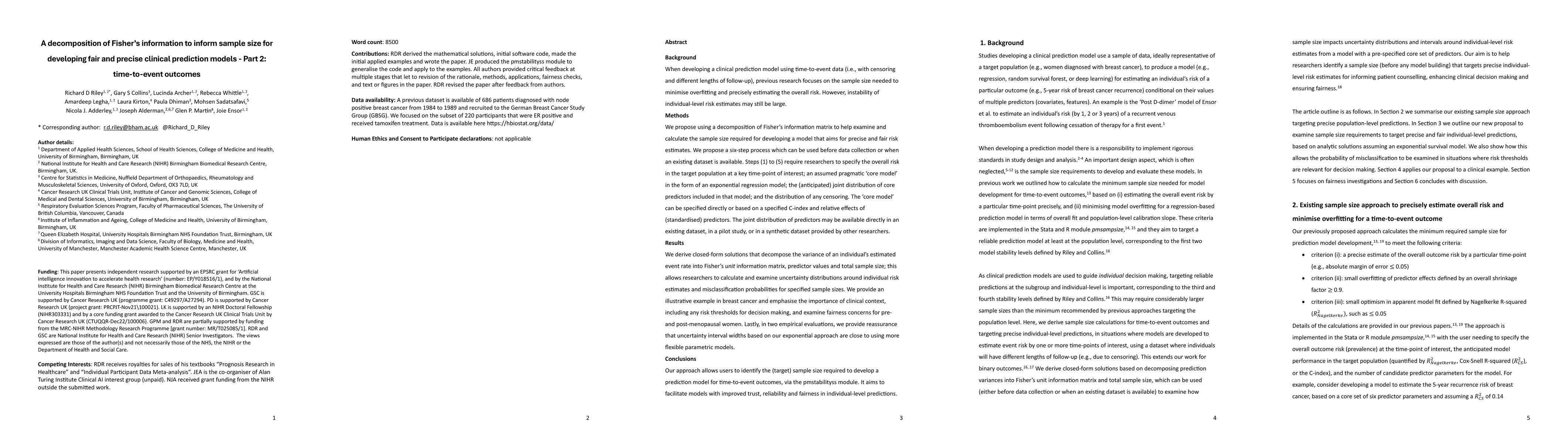 Thumbnail for A decomposition of Fisher's information to inform sample size for
  developing fair and precise clinical prediction models -- Part 2:
  time-to-event outcomes