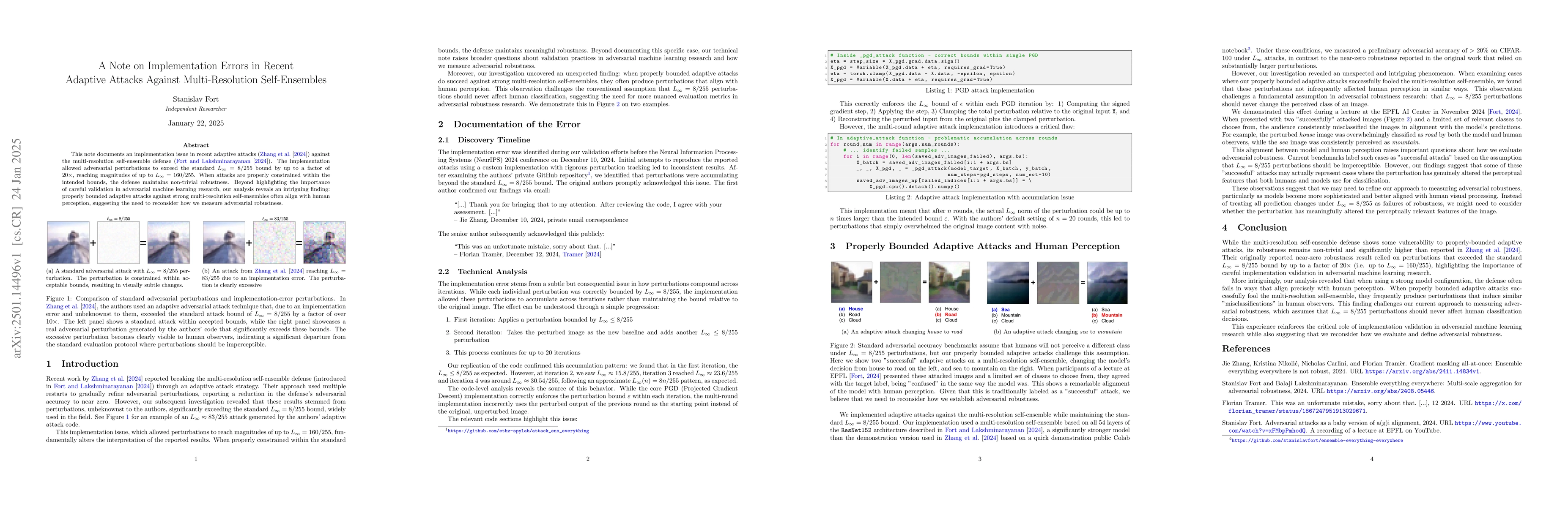 Thumbnail for A Note on Implementation Errors in Recent Adaptive Attacks Against
  Multi-Resolution Self-Ensembles