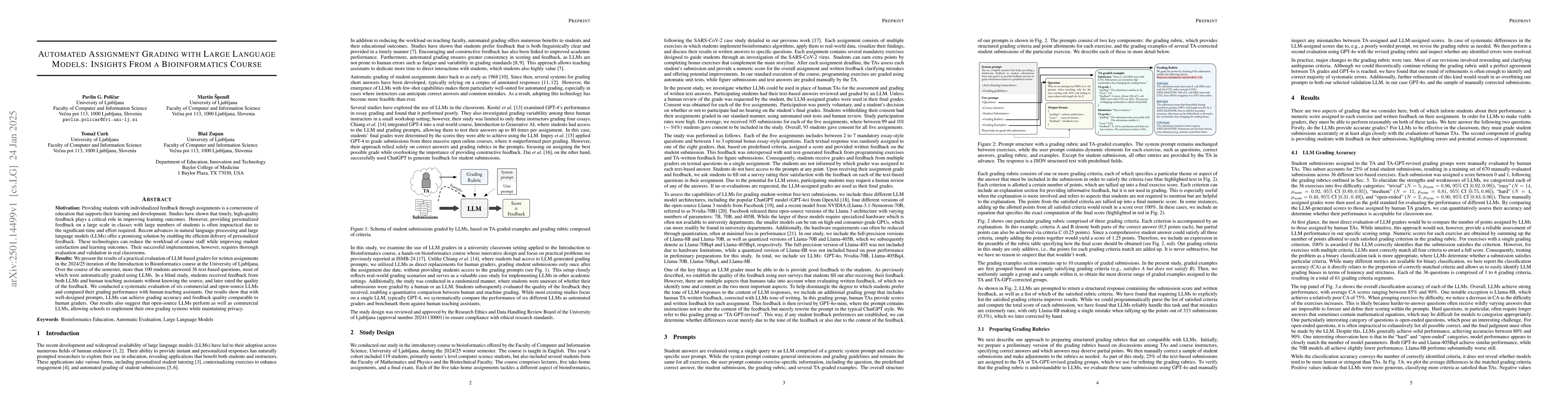 Thumbnail for Automated Assignment Grading with Large Language Models: Insights From a
  Bioinformatics Course