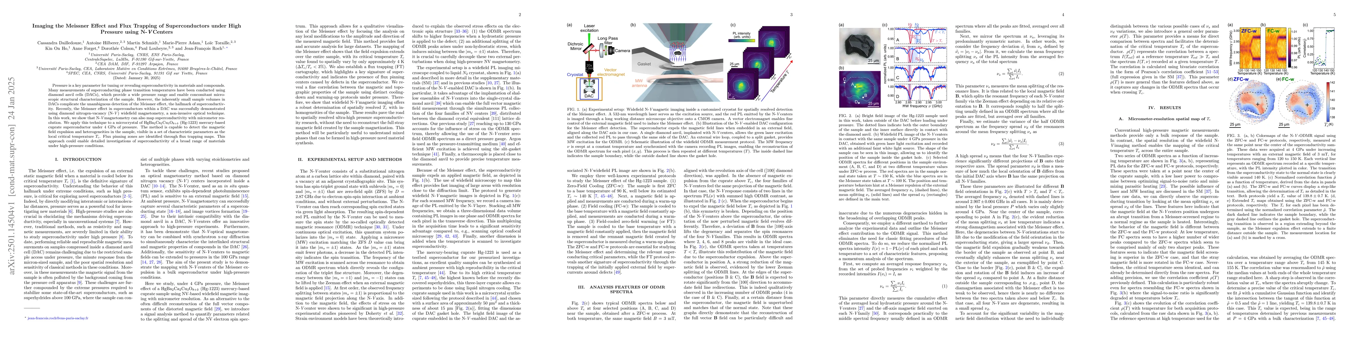Thumbnail for Imaging the Meissner Effect and Flux Trapping of Superconductors under
  High Pressure using N-V Centers