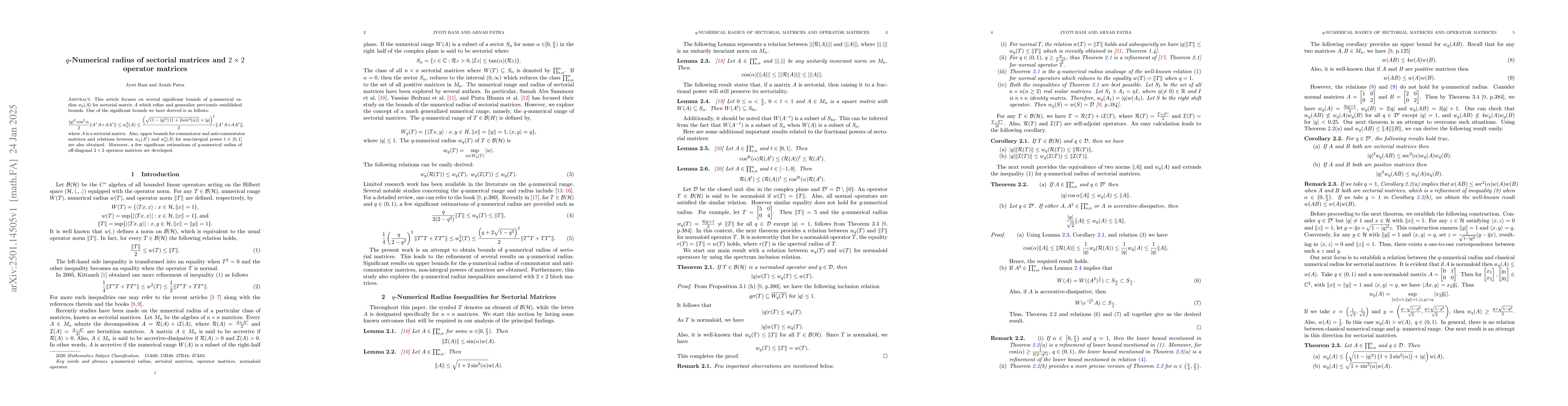 Thumbnail for $q$-Numerical radius of sectorial matrices and $2 \times 2$ operator
  matrices