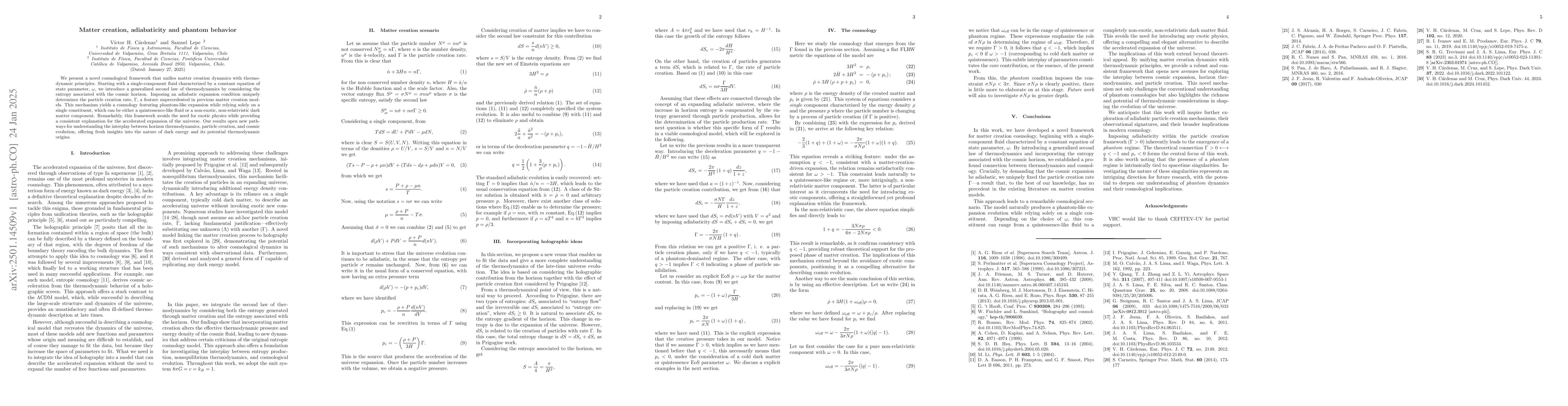 Thumbnail for Matter creation, adiabaticity and phantom behavior