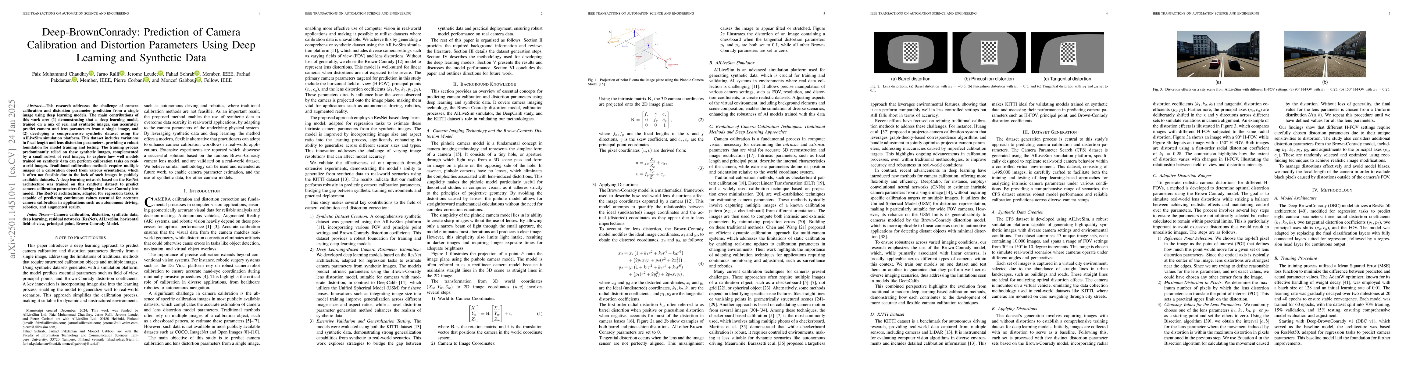 Thumbnail for Deep-BrownConrady: Prediction of Camera Calibration and Distortion
  Parameters Using Deep Learning and Synthetic Data