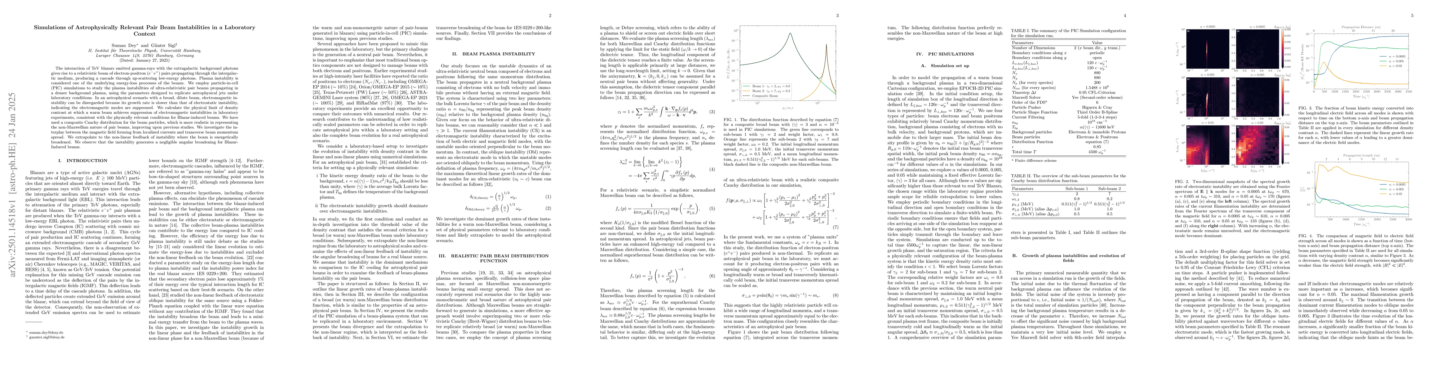 Thumbnail for Simulations of Astrophysically Relevant Pair Beam Instabilities in a
  Laboratory Context