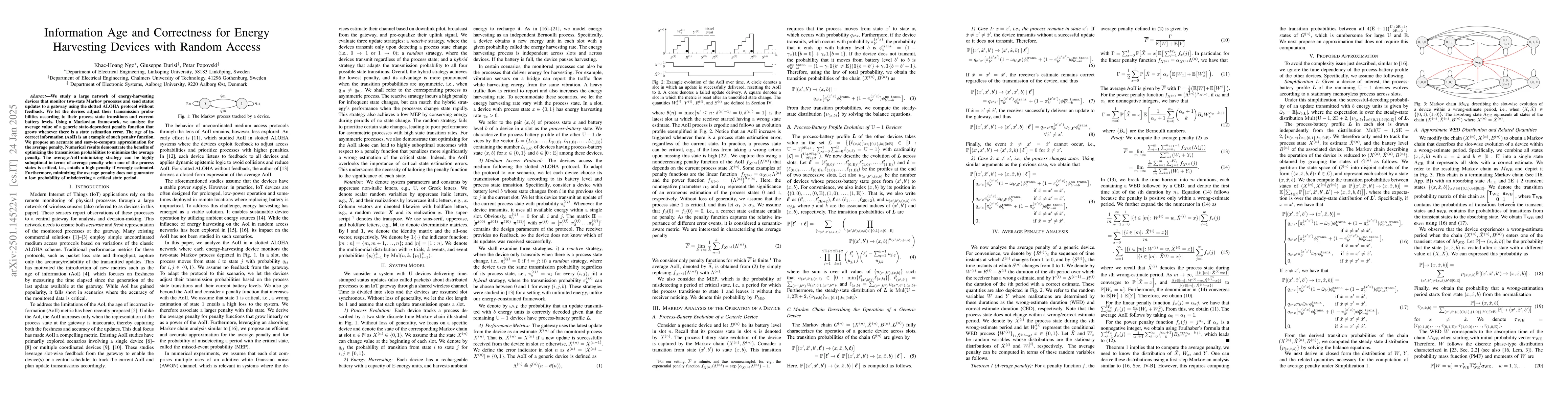 Thumbnail for Information Age and Correctness for Energy Harvesting Devices with
  Random Access