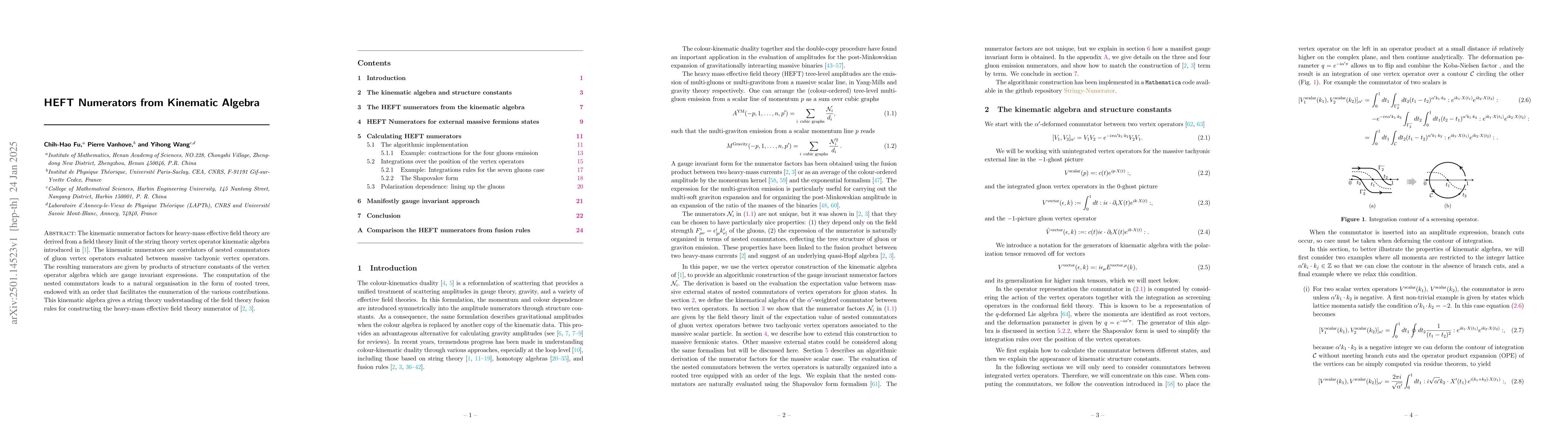 Thumbnail for HEFT Numerators from Kinematic Algebra