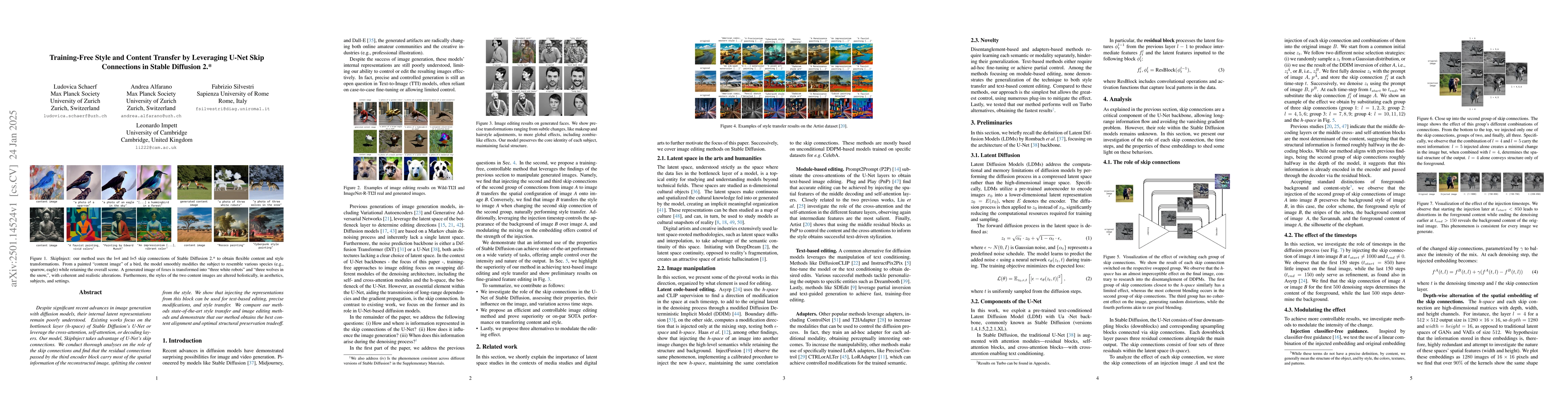Thumbnail for Training-Free Style and Content Transfer by Leveraging U-Net Skip
  Connections in Stable Diffusion 2.*