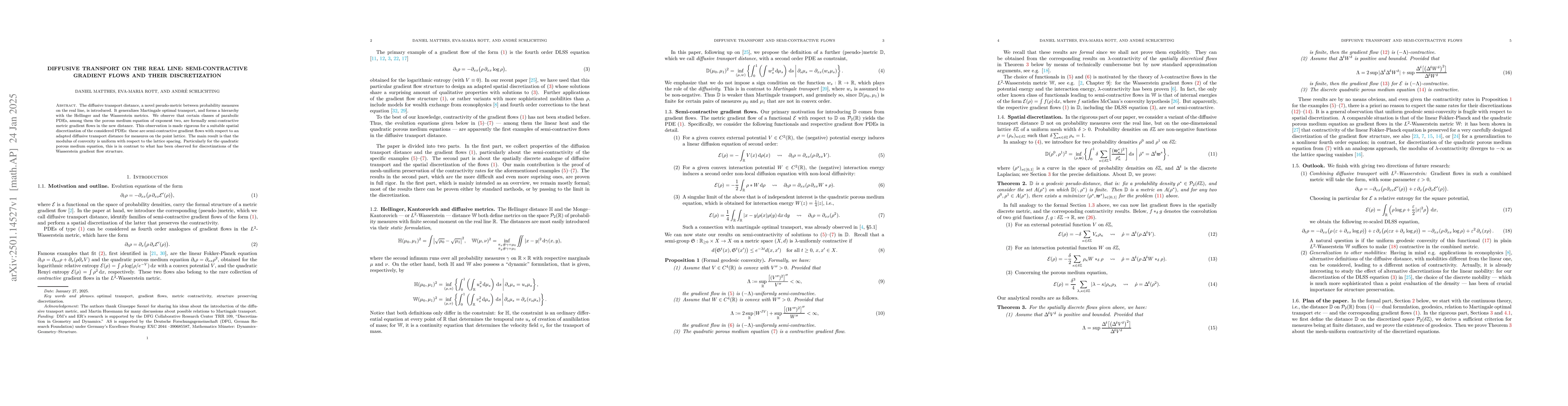 Thumbnail for Diffusive transport on the real line: semi-contractive gradient flows
  and their discretization