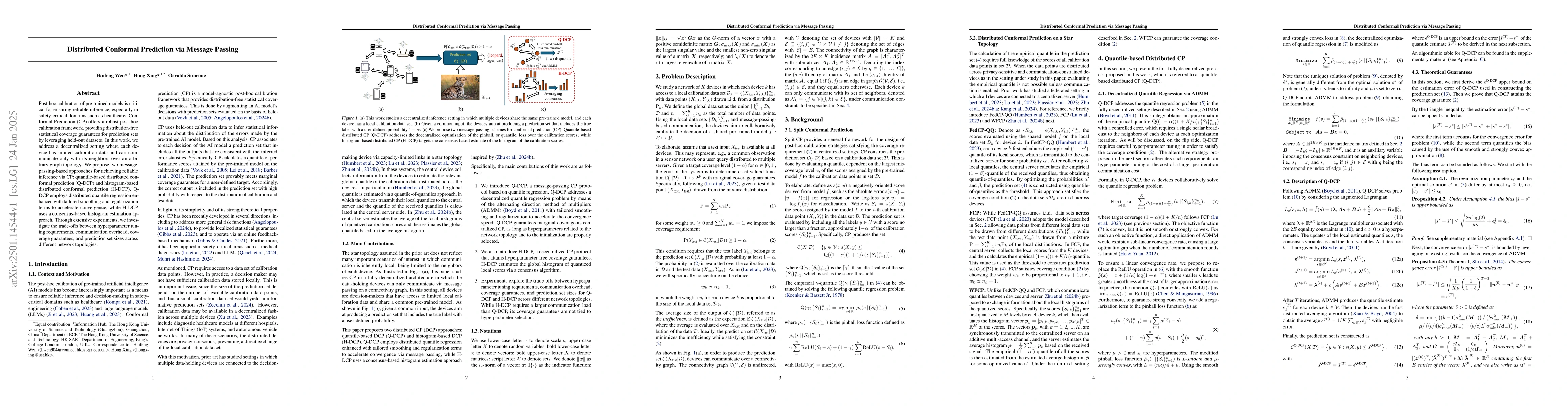 Thumbnail for Distributed Conformal Prediction via Message Passing