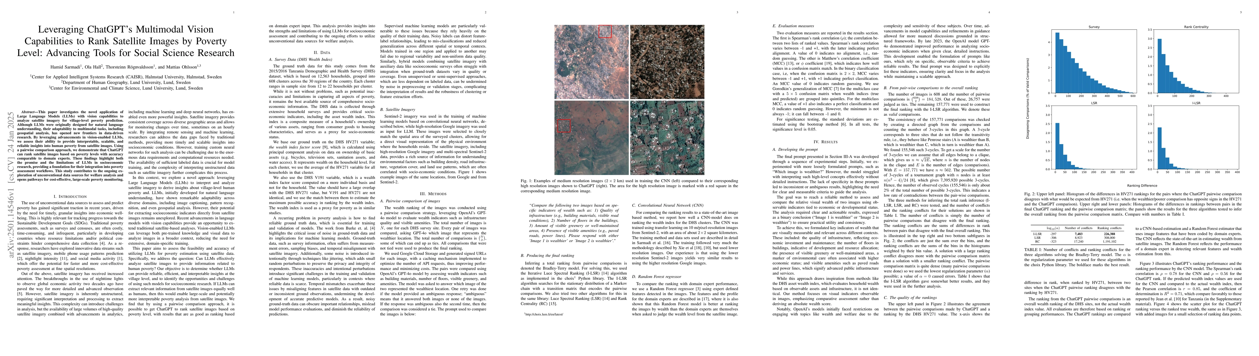 Thumbnail for Leveraging ChatGPT's Multimodal Vision Capabilities to Rank Satellite
  Images by Poverty Level: Advancing Tools for Social Science Research