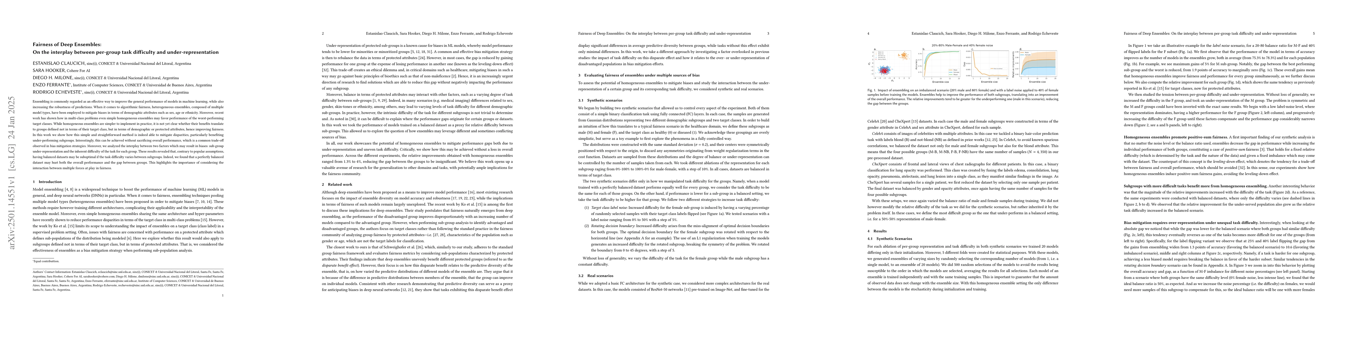 Thumbnail for Fairness of Deep Ensembles: On the interplay between per-group task
  difficulty and under-representation