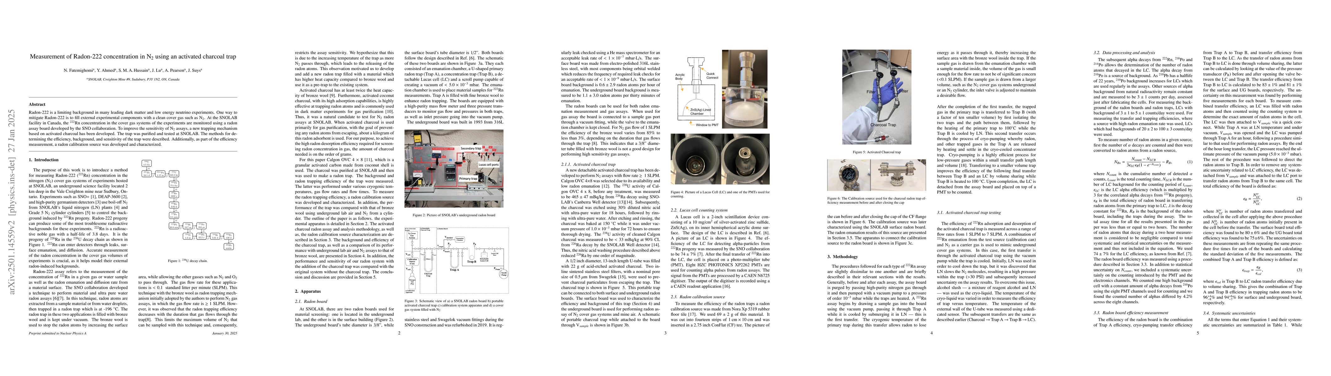 Thumbnail for Measurement of Radon-222 concentration in N2 using an activated charcoal
  trap