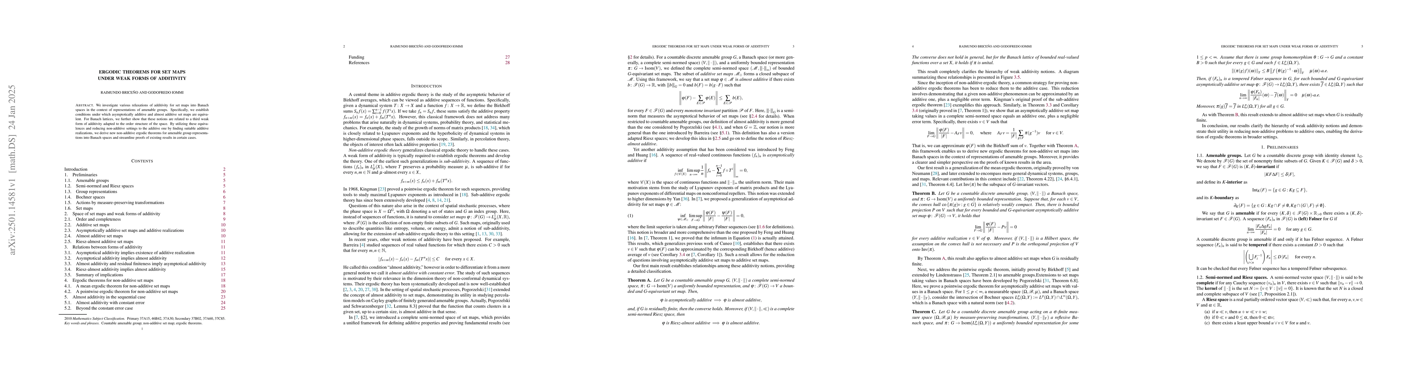 Thumbnail for Ergodic theorems for set maps under weak forms of additivity