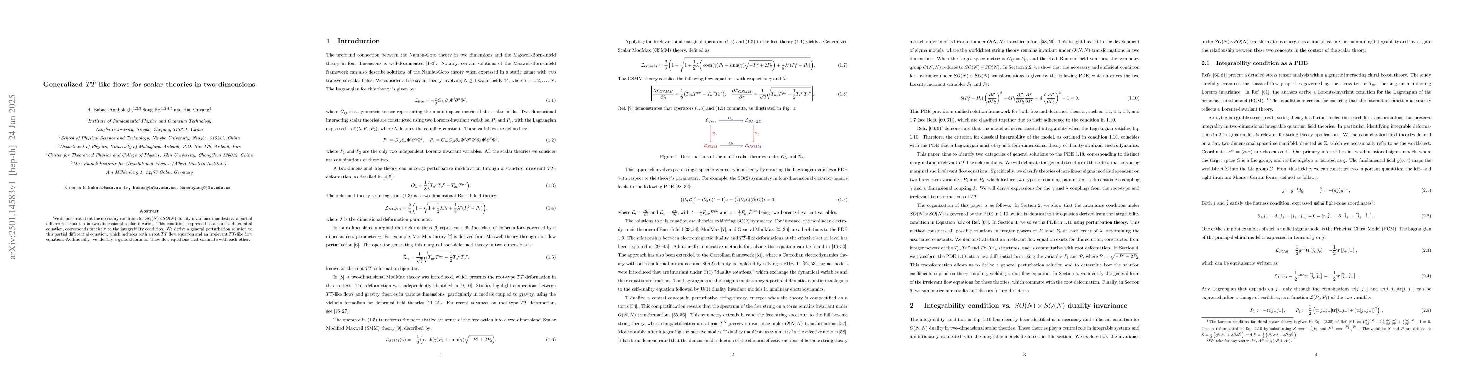 Thumbnail for Generalized $T\bar{T}$-like flows for scalar theories in two dimensions