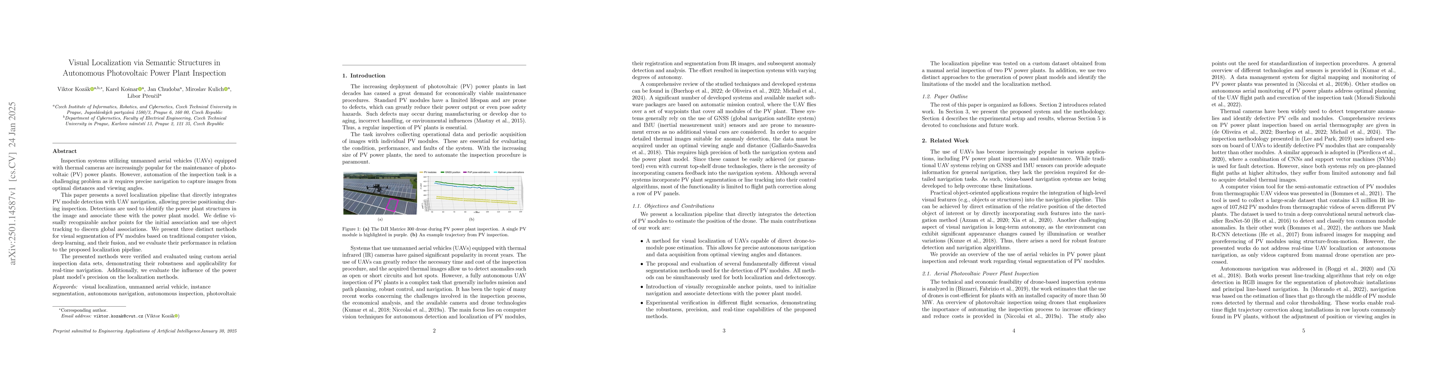 Thumbnail for Visual Localization via Semantic Structures in Autonomous Photovoltaic
  Power Plant Inspection