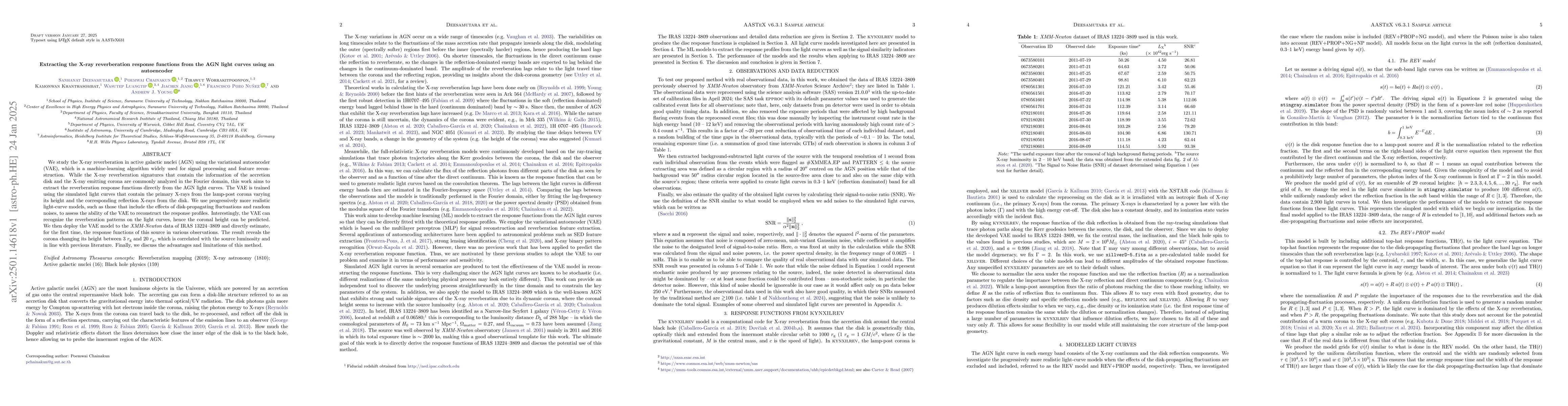 Thumbnail for Extracting the X-ray reverberation response functions from the AGN light
  curves using an autoencoder
