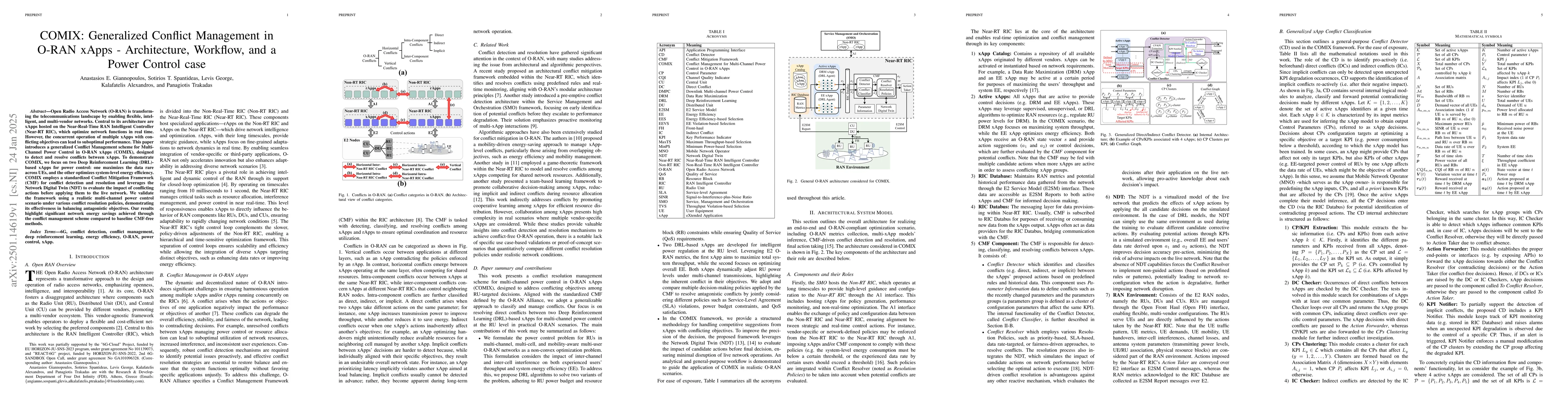 Thumbnail for COMIX: Generalized Conflict Management in O-RAN xApps -- Architecture,
  Workflow, and a Power Control case