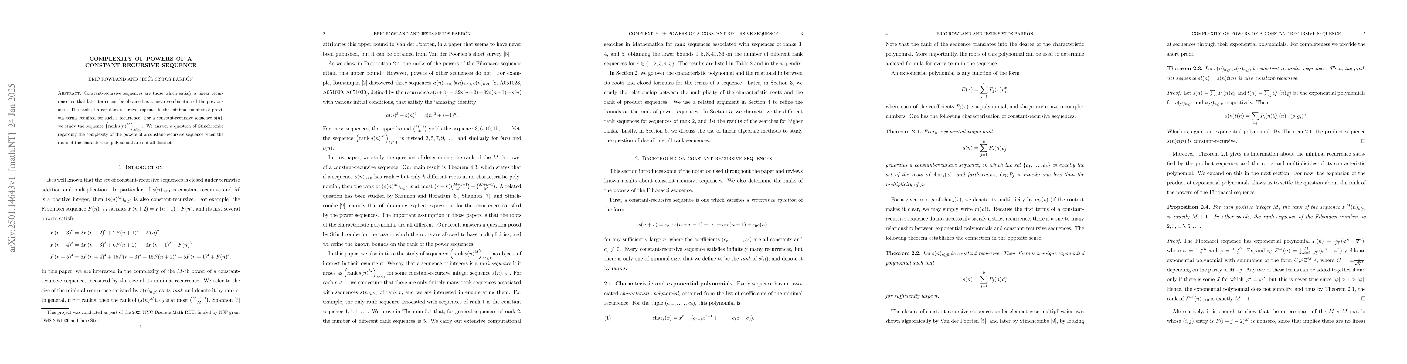 Thumbnail for Complexity of powers of a constant-recursive sequence