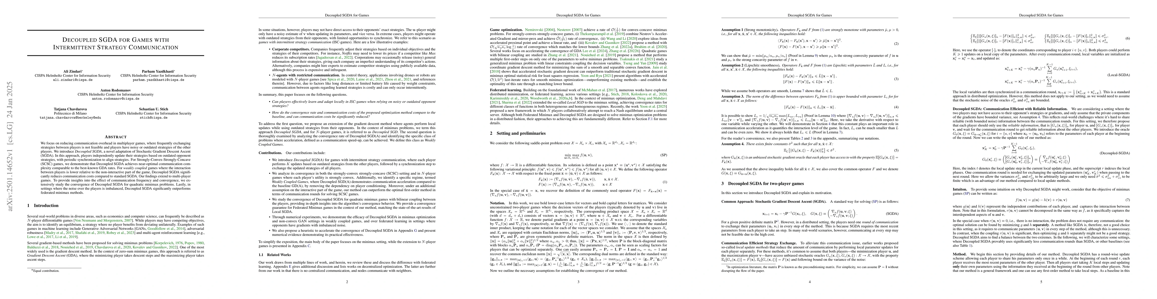 Thumbnail for Decoupled SGDA for Games with Intermittent Strategy Communication