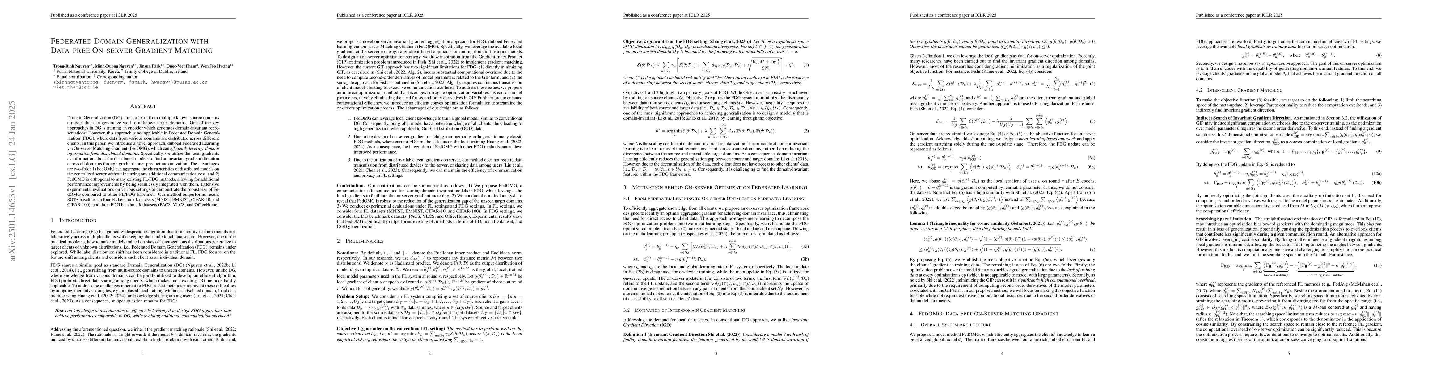 Thumbnail for Federated Domain Generalization with Data-free On-server Gradient
  Matching