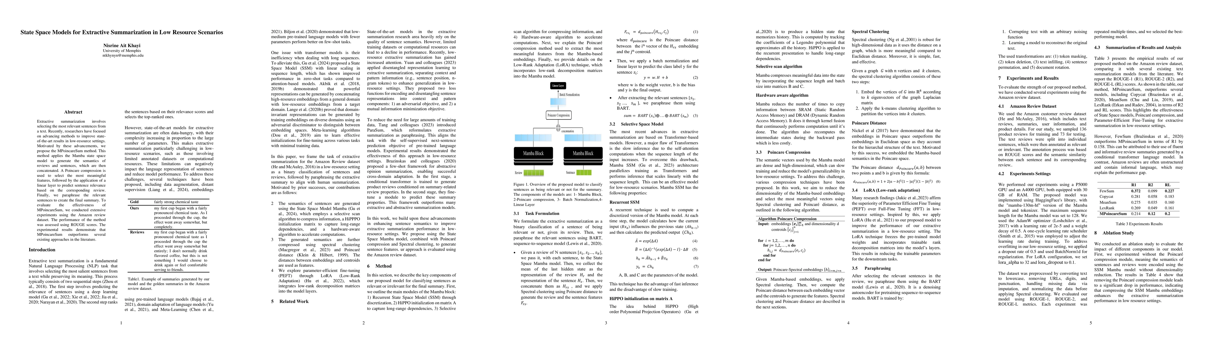 Thumbnail for State Space Models for Extractive Summarization in Low Resource
  Scenarios