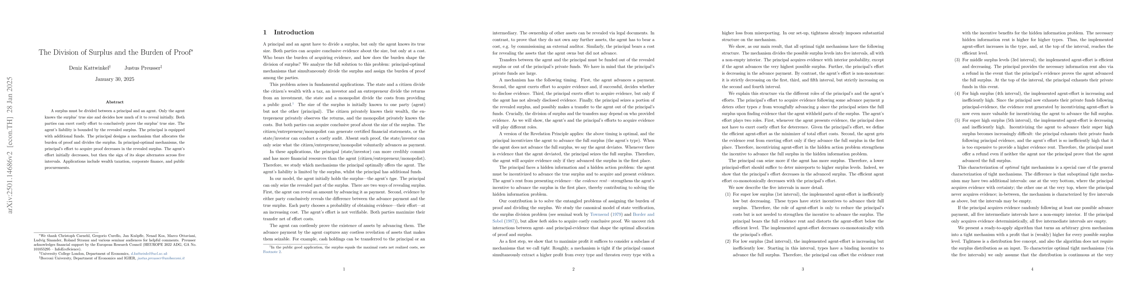 Thumbnail for The Division of Surplus and the Burden of Proof